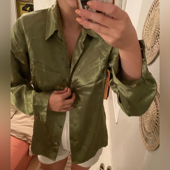 satin button down - Picture 6 of 6